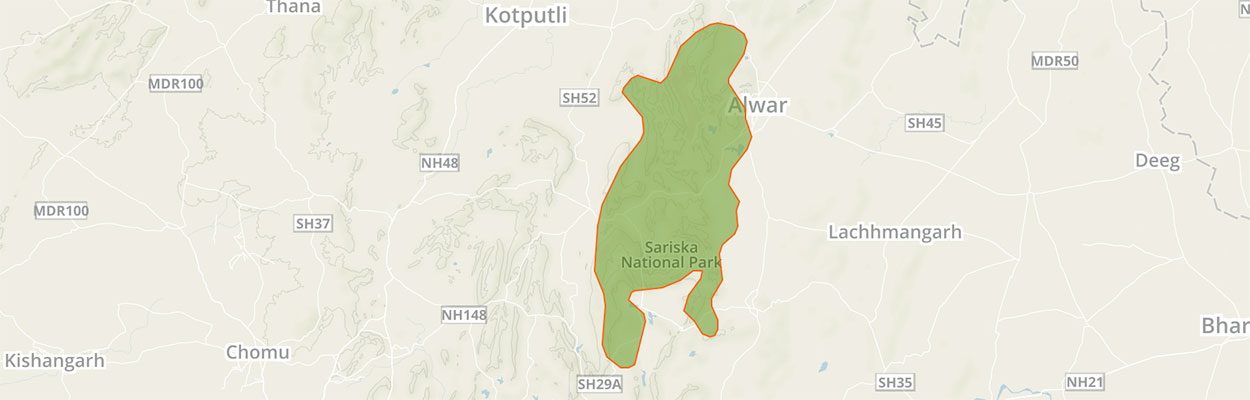 Carte de la réserve de Sariska